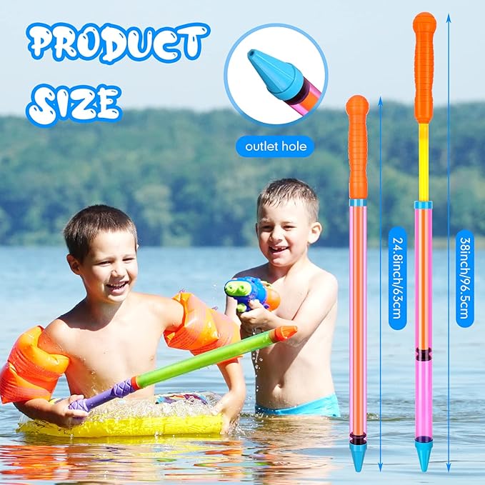 Wettarn 48 Pcs Crayon Water Guns Bulk 25" Long Range Water Tube Squirters Big Water Shooters Water Suction Gun Beach and Pool Toys for Summer Pool Party Water Game Boys Girls Adults
