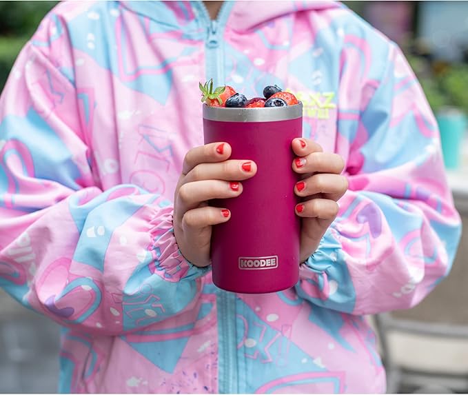 koodee Tumbler with Lids and Straws-12 oz Skinny Tumbler Stainless Steel Double Wall Vacuum Insulated Water Cup Spill Proof, BPA Free (Purple-Teal)