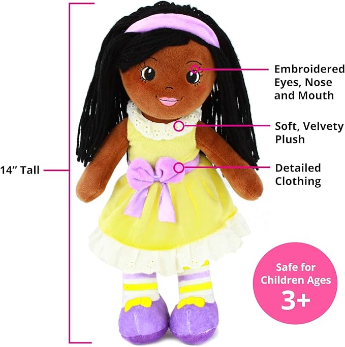 Playtime by Eimmie 14" Soft Baby Doll for Girls (Kaylie) - Plush Rag Doll for Toddlers & Infants, Washable Stuffed Toy with Sensory Fabric Body - Great for Baby Showers, Birthdays & Special Occasions