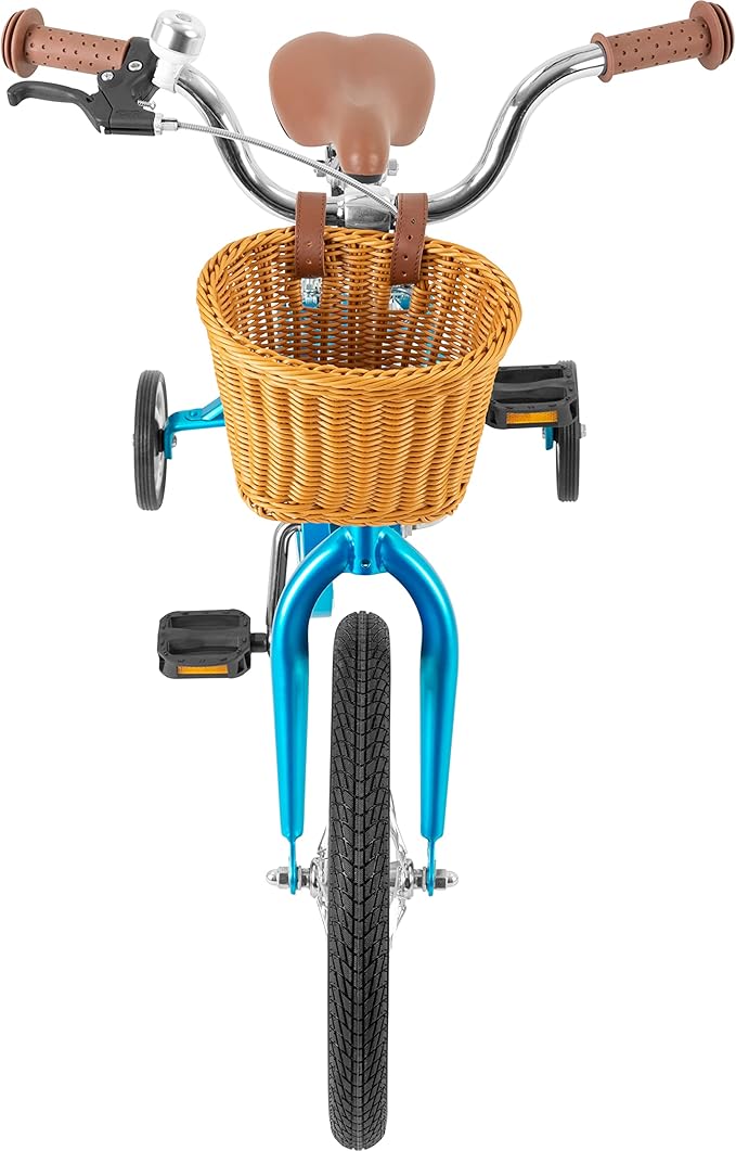 Retrospec Beaumont Mini 16in Kids Bike with Training Wheels & Basket - Beginner Bicycle for 4-6 Year Olds, Low-Profile Frame, V-Brakes & Safety Bell