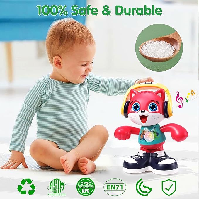 Baby Toys, Dancing Cat for Baby Boys & Girls with Music & Recording, Kids Interactive Early Learning Educational Toddler Toys for 2 3 Year Old Boys Girls with Sound Lights Effect Birthday Xmas Gift