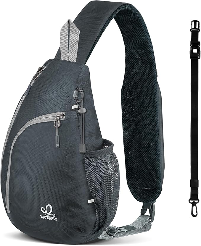 WATERFLY Crossbody Sling Bag Small Water Resistant Backpack Lightweight Shoulder Chest Daypack for Men Women Hiking Travel
