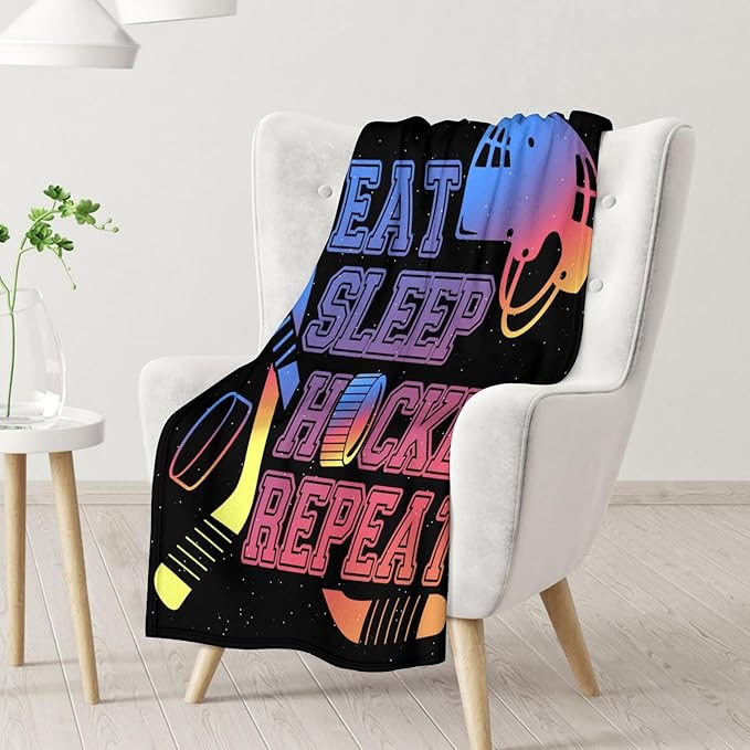 Boys Hockey Gifts - Ice Hockey Blanket for Girls - Kids Throw Blankets for Girls - 60"x80" Soft Warm Throws for Bed