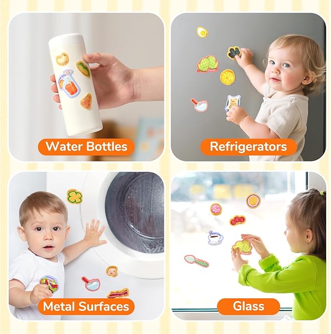 JoyCat Reusable Sticker Book - Jelly Stickers for Toddlers, Kids Sticker Activity Book, Travel Toys for Road Trip, Car & Airplane, Educational Learning Gifts for Boys and Girls Ages 3-5 (Pizza-Making)