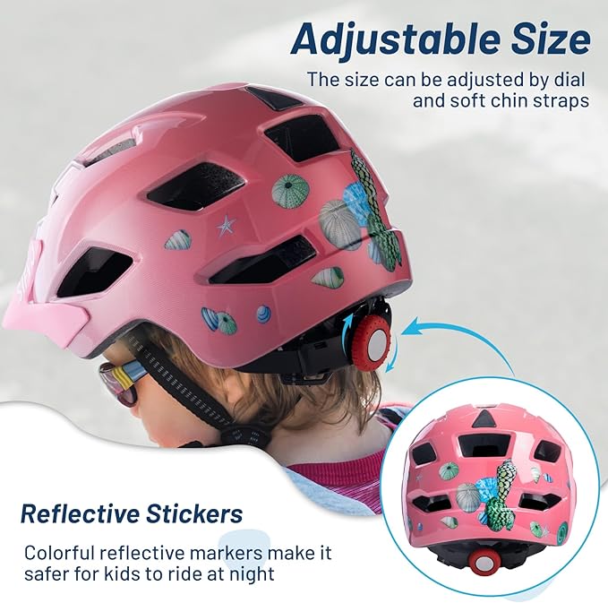 Kids Bike Helmet for Boys & Girls Ages 5-8-14,Lightweight Adjustable 50-57cm Bicycle Helmet with Visor & Reflective Strap，CPSC Certified for Cycling, Skating, Scooters