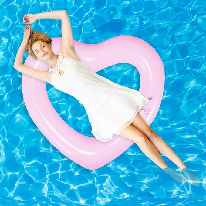 ZHUYNXIR Heart Swimming Pool Float Loungers Tube, Water Fun Beach Party Toys for Kids，Birthday Scene Layout Props.
