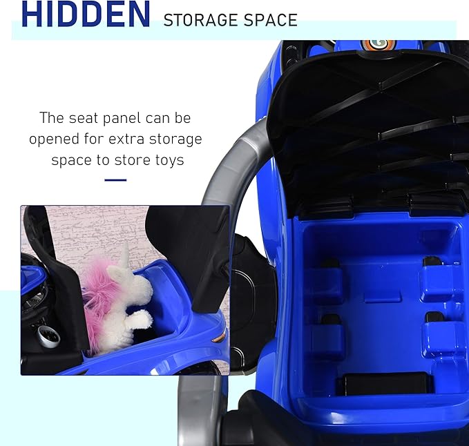 Aosom 2 in 1 Push Car for Toddlers - Kid Ride on Stroller with Horn, Music, Light Function, Secure Bar - Sliding Toy for Boys and Girls 1-3 Years Old, Blue