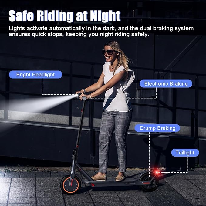 Electric Scooter, Folding E Scooter for Adults with Seat, 350W Motor, 8.5" Tire, 19MPH, 21Mile Long Range Lightweight Teens Commuting Sit Down Escooter with App, Bluetooth, Dual Brake (Seat Optional)