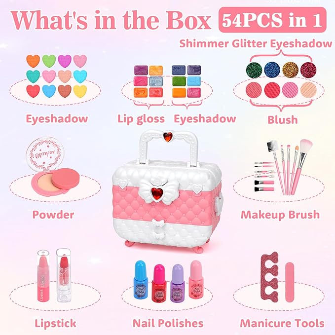 Kids Washable Makeup Kit Girl Toys for Gifts, Teensymic Toys for Girls Princess Birthday Gift Play Make Up Toys for Girls Toys Age 4 -12