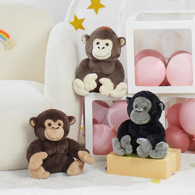 Tezituor 3 Packs Gorilla Stuffed Animals, Orangutan Plush Toy Gifts for Kids 12 Inches