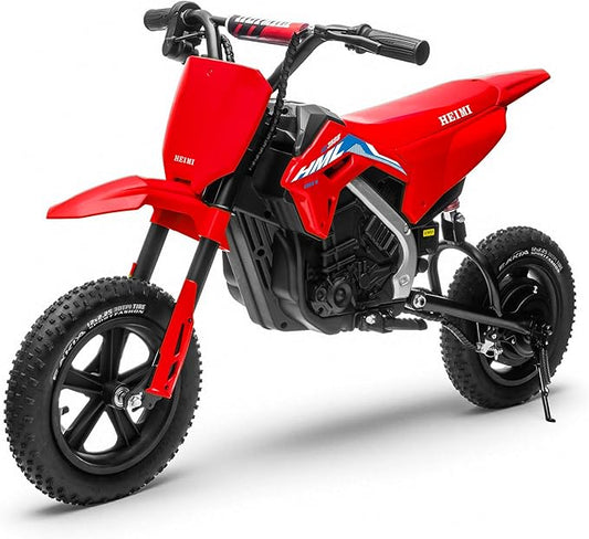 24V Electric Dirt Bike for Kids, 250W Electric Motorcycle Up to 11 MPH & 10 Miles Long-Range, Twist-Grip Throttle, 12" Knobby Tires, Spring Suspension, Music, Red (Without Cover)