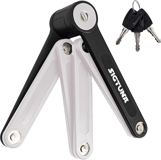 SIGTUNA Folding Bike Lock - Hardened Steel 8mm Fold-Up Heavy Duty Bike Lock with Easy Mounting, Secure Lock and Anti-Scratch Coating - Easily Keep Bike Secure and Paintwork Undamaged - Bicycle Lock