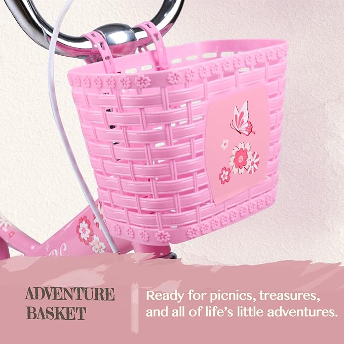 Glerc Sasha Girls Bike, 12-20 Inch Kids Bike for Children Ages 2-13 Years, Kids Bicycle with Doll-Seat & Basket & Training Wheels, Multiple Colors