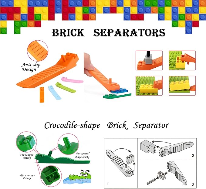 Building Blocks Tool Kit - Brick Separator, Mini Blocks Tool Set, Multi-Functional Hammer, Pliers, Tweezers, Finger Protectors with Tin Box (Blue)
