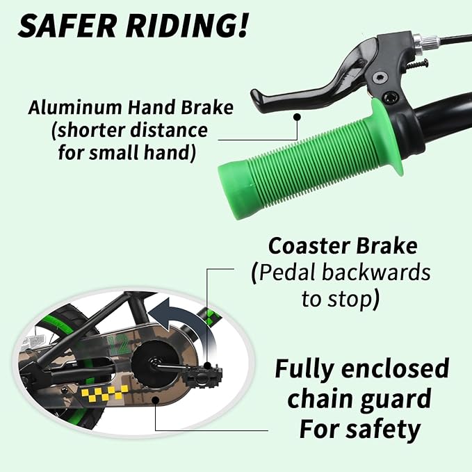 Glerc NuNu 12 14 16 Inch Kids Bike BMX Style for 2-8 Years Old Boys Girls, Toddler Bicycles with Training Wheels & Coaster Brake, Multiple Colors