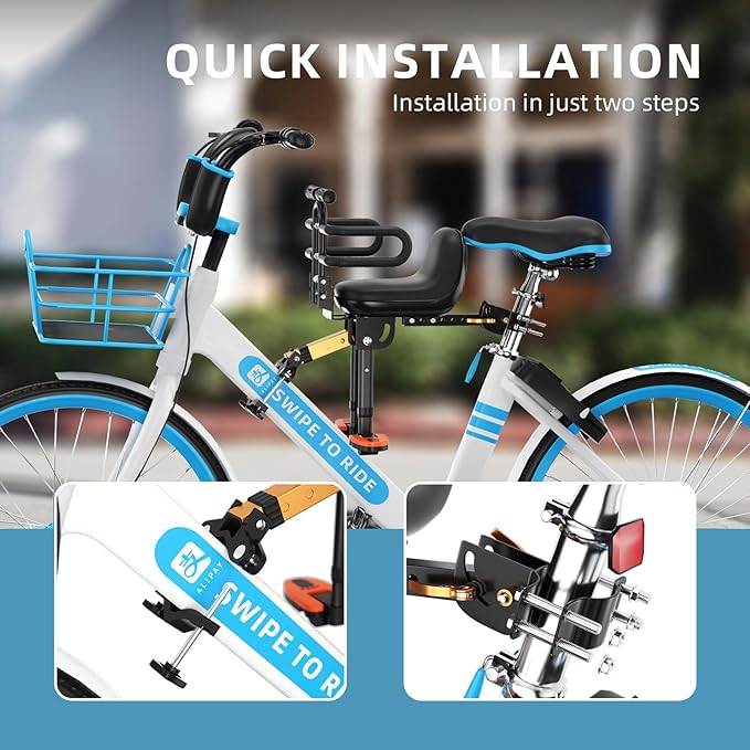 Child Bike Seat, Kids Bike Seat with Guardrail, High Seat Cushion Backrest Mountain Bike Child Bike Seat, Bicycle Child Safety Seat for Children from 1 to 3 Years Old