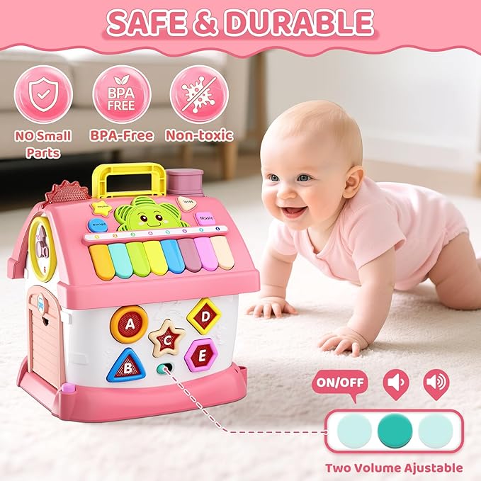 Baby Toys for 1 Year Old Girl Gifts: 8 in 1 Toddler Learning Musical House for 1 2 Yr Girl and Boy, First Birthday Gift for 12-18 Months, Bilingual Educational Toy for Toddlers 1-3