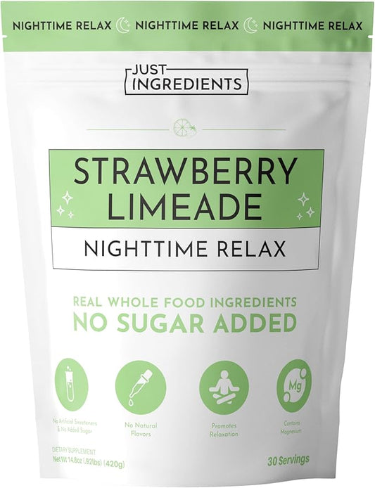 JUST INGREDIENTS Strawberry Limeade Nighttime Relax Sleep Support Supplement Powder - 5.4 oz