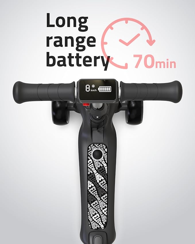 Elecorange T200/T500 Balance Electric Scooter for Kids Age 4-9, 2 Types Front Wheels, Electric Horn, Full Body Lights Up, Wide Deck, 5Mph Safe Speed, 70min Riding, Foldable Kick Scooter Boys & Girl