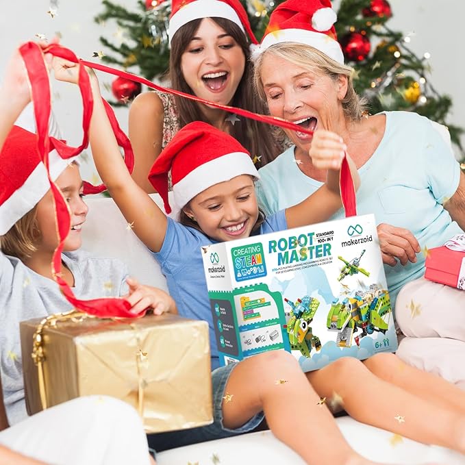 makerzoid Coding Robot Toy for Kids 6+, 100+ in 1 APP Control Robots Building Toys, Programmable Scratch Coding Kit with 23 Video Courses,Birthday Children's Day Gift for Kids (370 Blocks)