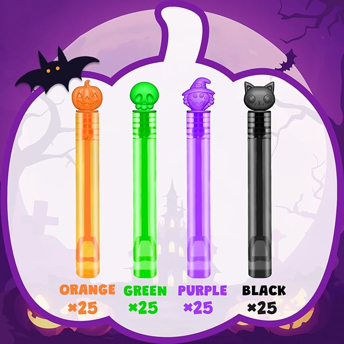 Halloween Bulk Mini Bubbles Party Favors for Kids 100 Pcs, Small Boo Basket Treats Toys Goodie Bag Stuffers for Toddlers, Halloween Classroom Prizes Non Candy Gifts Handouts Giveaways for Boy Girls