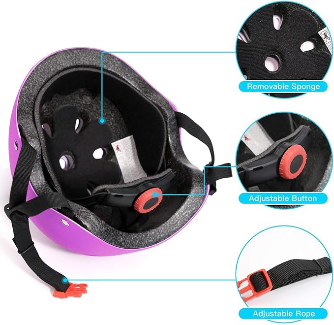 Kids Bike Helmet Skateboard Knee Pads - Kids Helmet Elbow Pads Wrist Guards Adjustable for 5~15yrs Girl Boy Kids Protective Gear Set for Sport Cycling Bike Roller Skating Scooter