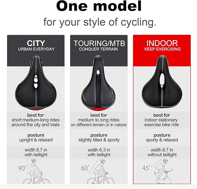 DAWAY Comfortable Men Women Bike Seat - Soft Memory Foam Padded Bicycle Seat, Bike Saddle Replacement with Wide Cushion for Peloton, Mountain & Exercise Bikes, Shock Absorbing, Waterproof, Universal