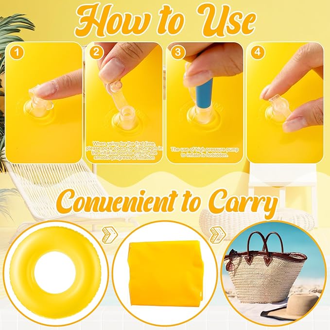 8 Pcs Large Inflatable Pool Float 36 Inches Swimming Ring Pool Floats Adult Inflatable Tube for Summer Vacation Beach River Bachelorette Wedding Party Supplies