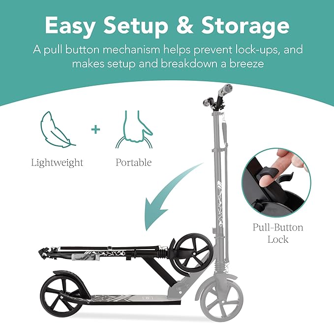 Best Choice Products Kids Height Adjustable Kick Scooter for Ages 8+, Teen, Adult, Outdoor Play w/Carrying Strap, Non-Slip Deck, Kickstand, Mud Guards, 220lb Capacity - Black