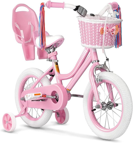 XJD Girls Bike for Toddlers and Kids Ages 2-12 Years Old,12 14 16 Inch Kids Bike with Training Wheels & Basket