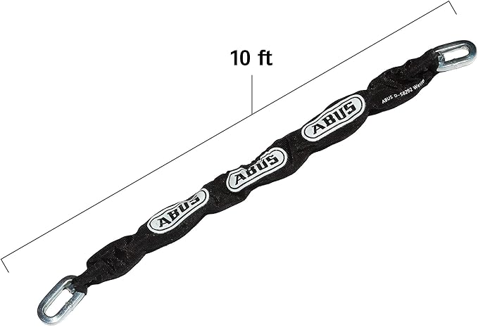 ABUS Hardened Steel 6KS 2 Foot x 1/4" Thick Square Security Chain for Bikes, Containers, Trailers, ATV's, Motorcycles and Personal/Industrial Property