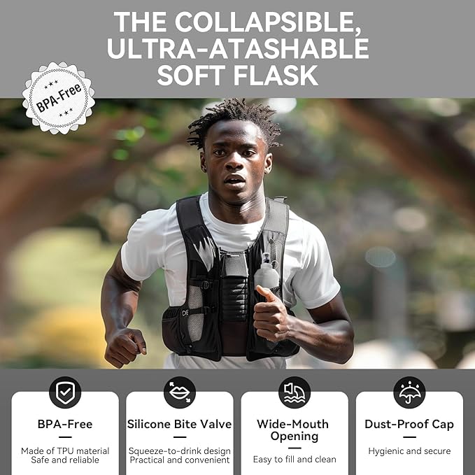 150ml Soft Flask Soft Water Bottle for Running, Hiking, Travelling, Cycling and Climbing - White