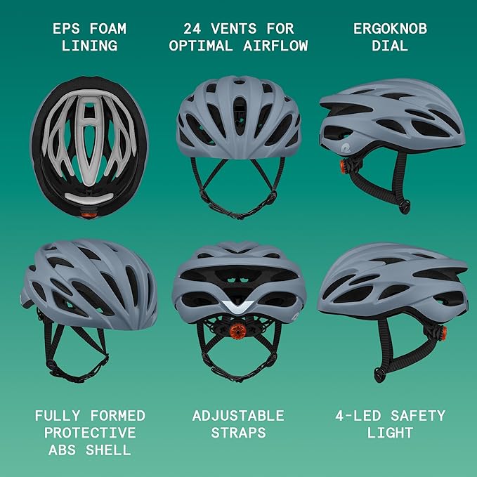 Retrospec Silas Adult Bike Helmet with Light for Men & Women - Lightweight, Comfortable