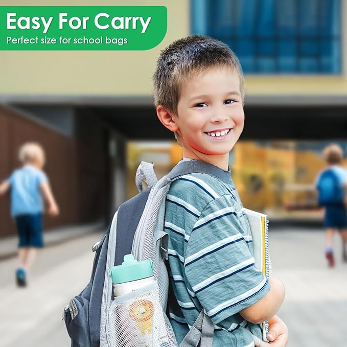 Animal Water Bottle 12oz for Kid Stainless Steel with Straw Lid, Kids Water Bottle, Travel Tumbler, Inspiration Gifts for Girls Boys, Birthday Christmas Back To School