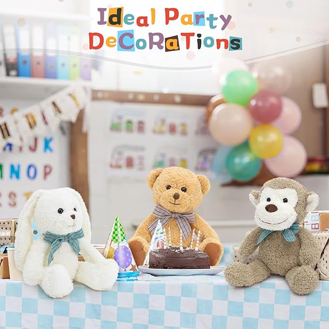 MaoGoLan 13 inch Stuffed Animals Bulk Plush Set Toys Bundle Party Favors for Kids Teens Girls - Soft Teddy Bear, Floppy Bunnies, Monkey, Panda - Baby Shower Decor Christmas Easter Gift, 5Pcs