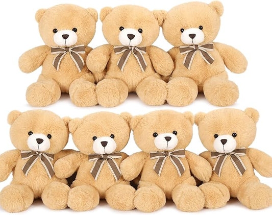 Tezituor Teddy Bears Stuffed Animal 7 Packs in Bulk, Small Teddy Bear Bulk 12" for Baby Shower Decorations, Stuffed Bear Plush Toy for Wedding Birthday Christmas Party Decorations