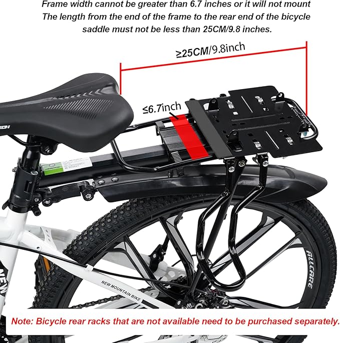 Rear Child Bike Seat,Rear Mounted Child Bike Seats,Back Mount Child Seat with Back Rest Armrest Foot Pedals,Width Adjustable Bicycle Rear Seat,Fits All Bicycle Rear Frames