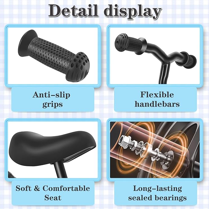 SIMEIQI 12" Balance Bike for Boys Girls 2 3 4 5 Years Old No Pedal Walking Balance Training Sports Bicycle for Kids Toddlers