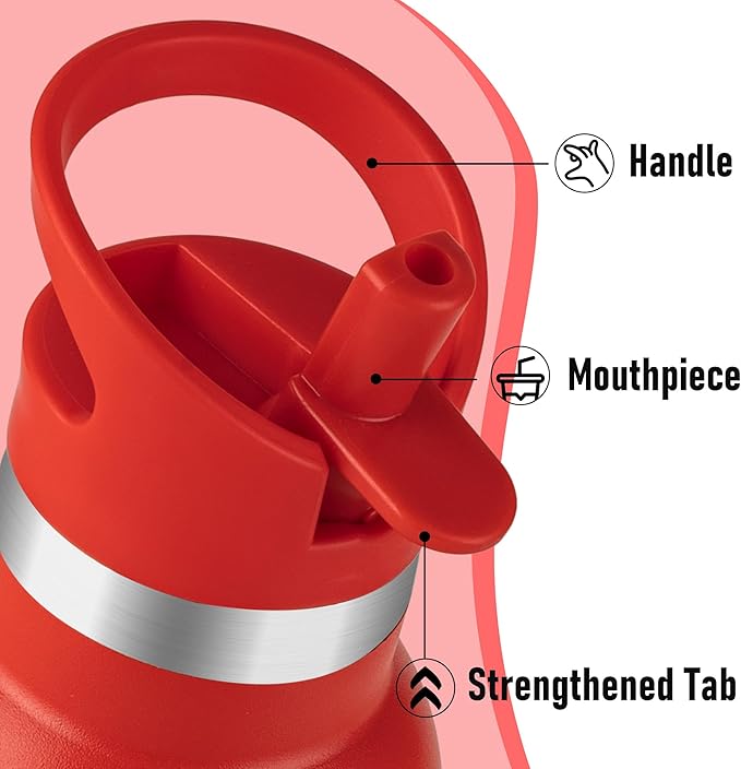 12oz Kids Water Bottle – Insulated Stainless Steel Bottle with Straw Lid, BPA-Free, Leak-Proof, for Toddlers & School Use