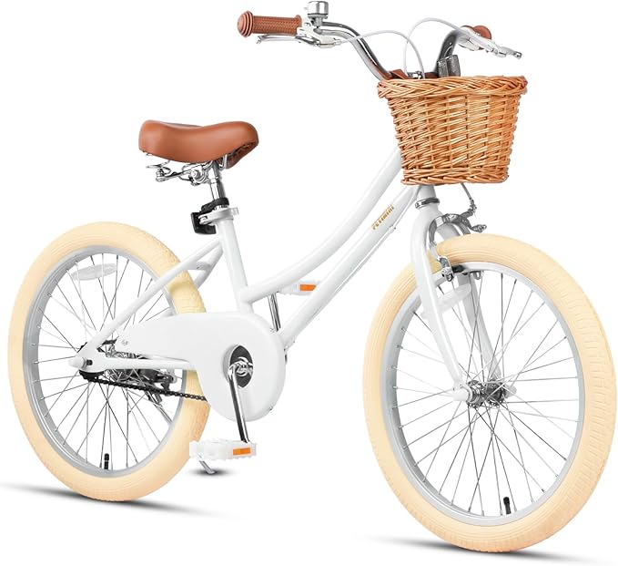 Petimini Girls Bike with Basket for 2-12 Years Old Kids, 12 14 16 18 20 Inch Bicycle with Bell Training Wheels Basket, Multiple Colors