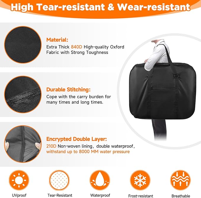 Bike Travel Bag,Heavy Duty 840D Transport Bicycle Storage Carry Bag with Strong Webbing,Portable Folding Cycling and Bicycle Bags Bike Suitcase Waterproof for Airplane Shipping