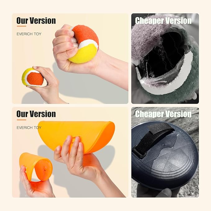 EVERICH TOY Upgraded Toss and Catch Ball Game Set, Kids Toy Stocking Stuffers for Boys Girls Ages 3-12, Includes 2 Paddles 2 Sticky Balls, Water-Resistant Indoor Outdoor Toy for Beach Pool Yard