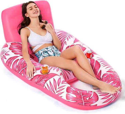 Jasonwell Inflatable Pool Float Adult - Pool Floaties Lounger Floats Raft Floating Chair Water Floaties for Swimming Pool Lake Lounge Float with Cup Holders Beach Pool Party Toys for Adults