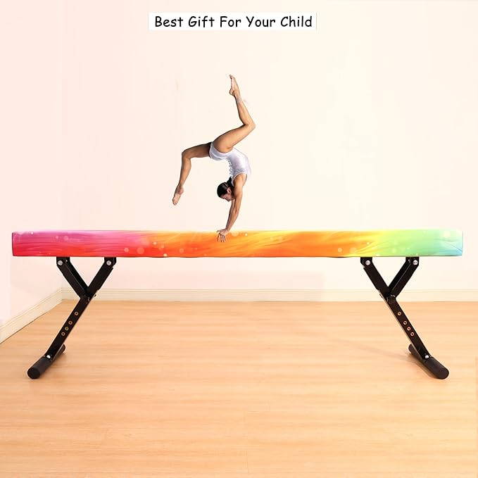 Adjustable Balance Beam 8 ft Gymnastic Beam Adjustable Height for Kids and Teenage of All Gymnastic Levels, Gymnastic Training Beam Gymnastic Equipment for Athlete Home and Gym Club Use