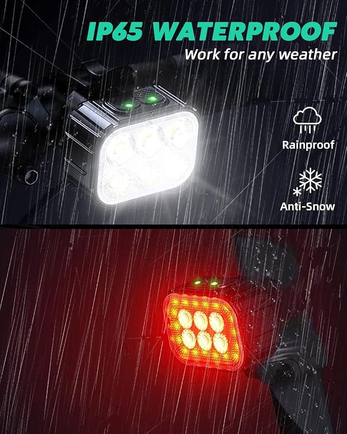 Victoper Bike Light, High Lumens Super Bright Bicycle Lite, 6+4 Modes USB Rechargeable Bike Headlight & Taillight Set, Waterproof Safety Bike Front & Rearlight for Road, Mountain, Night Riding