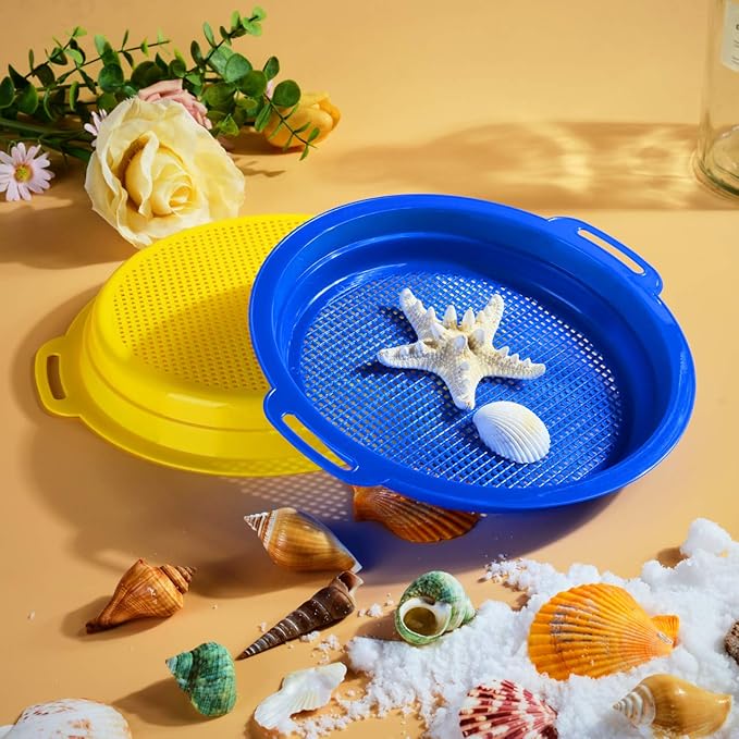 Sand Sifters Sieve for The Beach Sand Toys (Red, Blue, Yellow & Green) Complete Gift Set Bundle-4Pack(8.75x 9.75in)…