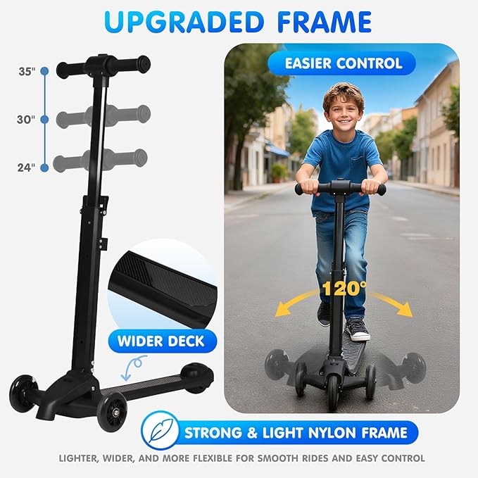 smilesun 4-in-1 Detachable Scooter Luggage for Kids & Teens, Foldable Hardside Ride On Suitcase with Wheels, Stylish and Safe Design(Navy Blue)