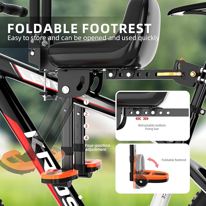 Child Bike Seat, Kids Bike Seat with Guardrail, High Seat Cushion Backrest Mountain Bike Child Bike Seat, Bicycle Child Safety Seat for Children from 1 to 3 Years Old