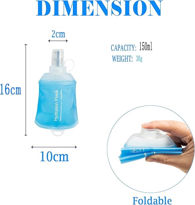 AXEN Soft Flask TPU Foldable Running Hydration Flask, Soft Collapsible Water Bottle for Hydration Pack Cycling Marathon Running Hiking