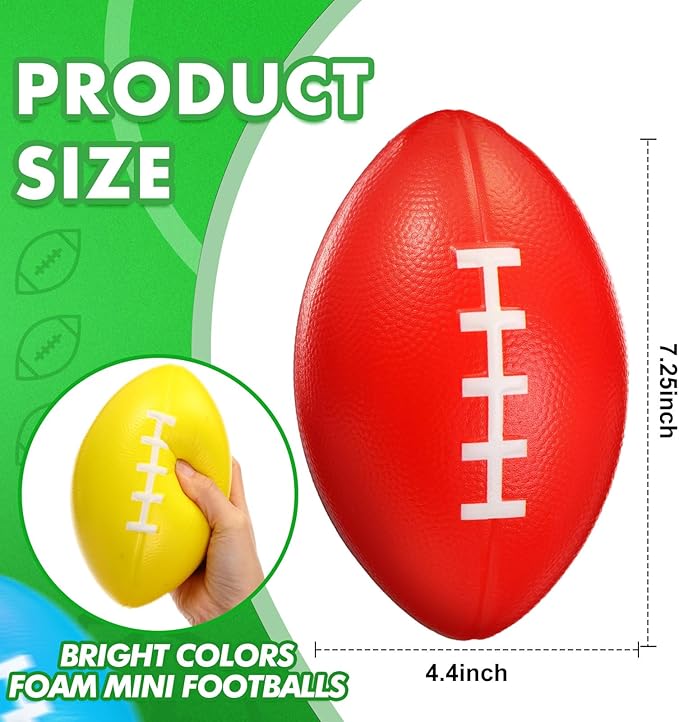 Leyndo 4 Pcs 7.25'' Kids Foam Football Mini Colorful Sports Footballs for Outdoors Practice Training Game Football School Carnival Reward Party Favors, Youth Size